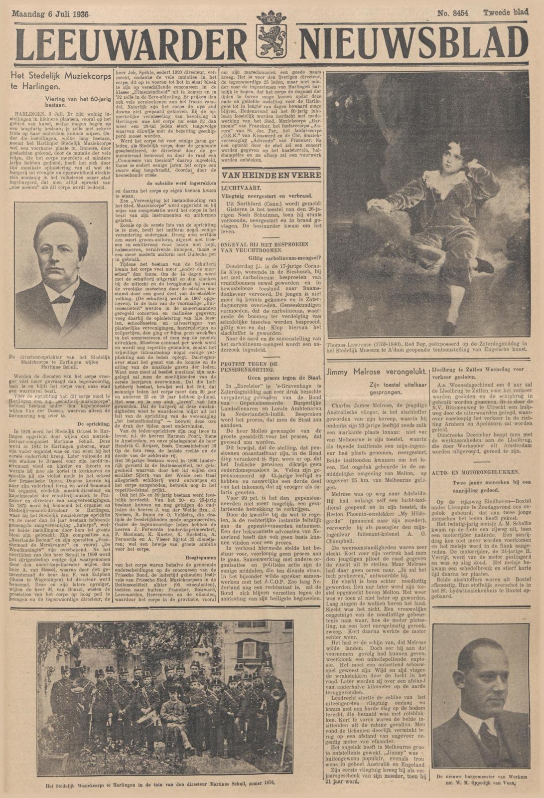 pdf van pagina in het Leeuwarder Nieuwsblad 6 juli 1936